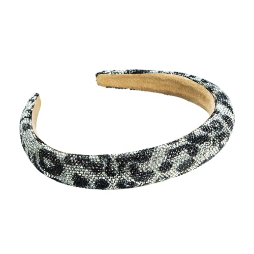 Antique Arcobaleno stampa leopardo cerchietto capelli barocco spugna strass cerchietto per capelli per donne ragazze (nero-bianco)