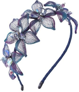 IYOU Filo di Rame Cerchietto Fiore Blu Cerchietti per Capelli Cristallo Elegante Prom Matrimonio Accessori per Capelli per Donne