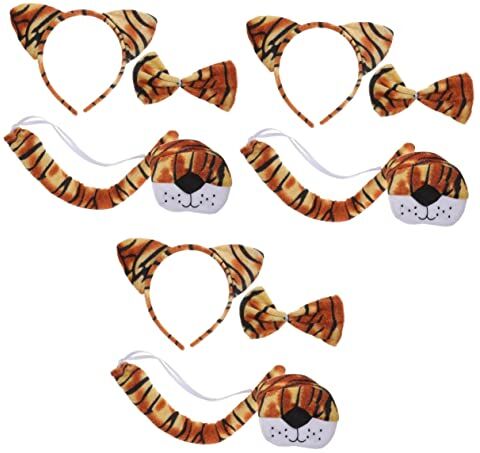 MAGICLULU 3 Set naso della della tigre abbigliamento giochi bimbe abito da ballo accessori per costumi da tigre vestiario animali costume da tigre per adulti cravatta tigrata