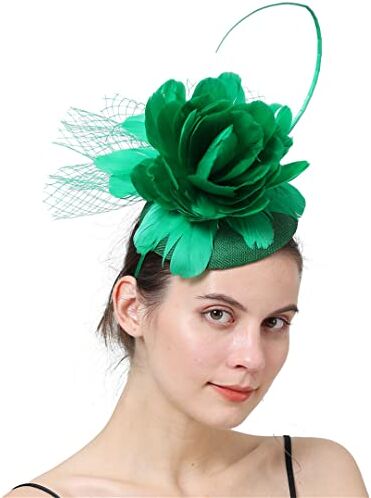 Disimlarl Fascinator Fascia per capelli da donna, con piuma, fiore e spose, accessori per capelli per feste di nozze