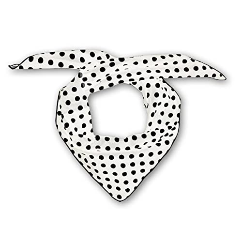 SoulCats ® Polka Dots sciarpa da donna, foulard, bandana, fascia per capelli, sciarpa multifunzionale, bianco con pois neri