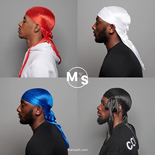 E-TOP 4 Mansa's Durag in raso rosso blu bianco nero