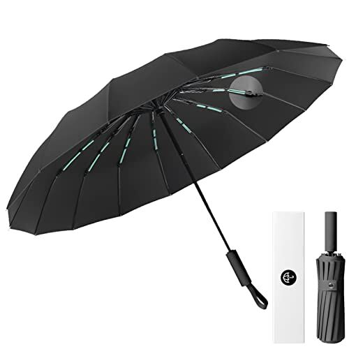 LENDOO Ombrello compatto pieghevole a 16 costole, grande ombrello tascabile con apertura automatica, antivento anti UV