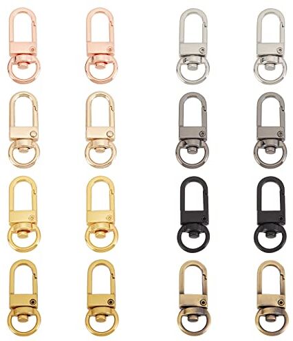 PH PandaHall Clip Portachiavi, 16pcs 8 colori Ganci Girevoli moschettoni A Moschettone In Lega di Zinco Ganci per Anello Chiave Auto Da Casa Cinturino Da Polso Borsa Catena Fascino Cinturino