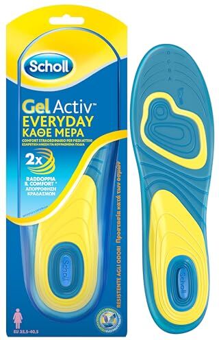 Scholl Solette Gel Activ Everyday, Solette per Scarpe ad Uso Quotidiano per Donna con Tecnologia Antiodore, Azione Anti Urti e Ammortizzante, Misura 35.5-40.5 EU, Confezione da 1 Paio