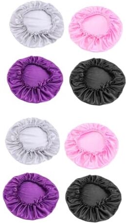 FRCOLOR Cuffia Per Meches 8 Pz Turbante Foderato in Raso Turbante Di Raso Foulard Di Raso Berretto Da Notte Rotondo Cappello Da Notte Cappello Di Bellezza Pizzo Copricapo Donna