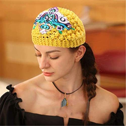 ZGHYBD Knit Embroidery Headband, Women Knitted Headband, Trendy Chunky Knit Headbands Thermal Head Wraps, Elastic Turban Winter Ear Warmer (yellow)