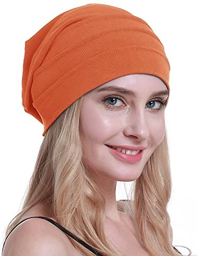 osvyo Cotone Chemo Cappelli Soft Caps Cancro Copricapo per le donne perdita di capelli sigillati imballaggio, Arancione/Rosso, Taglia unica