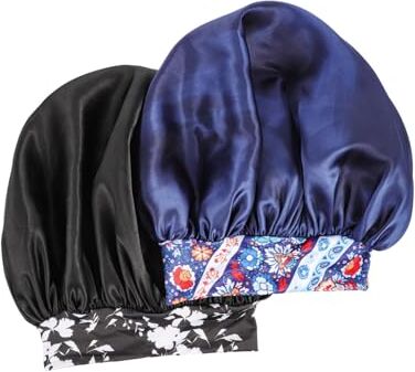 OHPHCALL 2 Pezzi Cappello Turbante Dappen Piatti Per Acrilico Donna Cuffia Da Bagno Berretti Da Notte Cappelli Da Donna Berretto Da Notte In Seta Cuffia Per Di Seta Grande Berretto