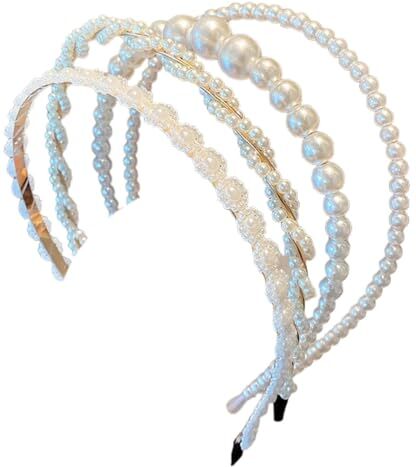 yeeplant Cerchietto per capelli decorato con perle alla moda da donna, elegante set di cerchietti per capelli