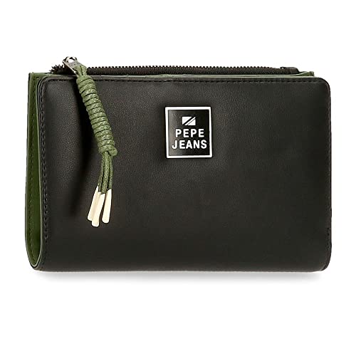 Pepe Jeans BEA Portafoglio con porta carte di credito nero 17x10x2 cm finta pelle, Nero, Cartera con Tarjetero, Portafoglio con porta carte di credito