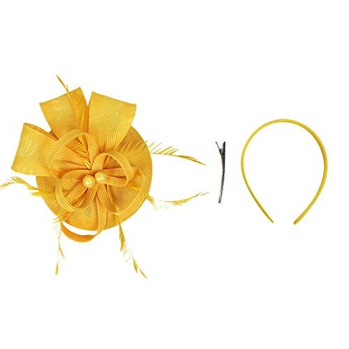 Yinguo Cerchietto per capelli da uomo, fatto a mano, per matrimonio, donna, con clip casual (giallo-a, taglia unica)