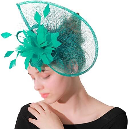 TEmkin Copricapo in rete verde Cappelli da donna Elegante fermaglio per capelli da sposa Accessori per capelli da sposa con fiori fantasia