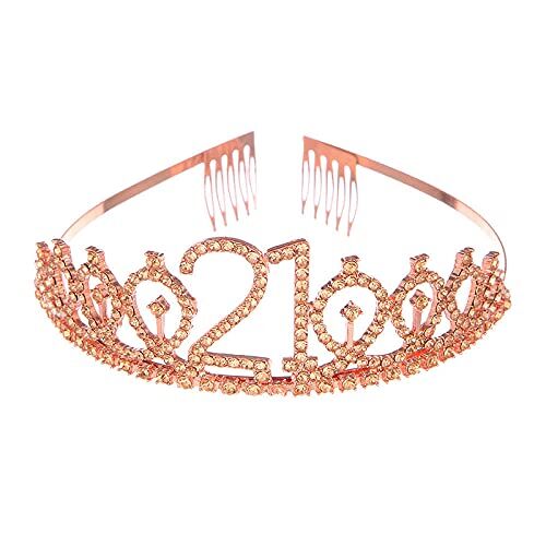 HHRHLKNH Fascia Capelli Compleanno Di 21 Anni Crown Acqua Diamond King Headband Party Popularity-Champagne Gold.