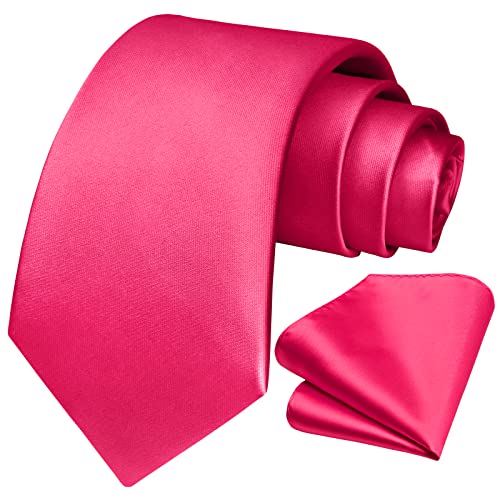 HISDERN cravatta rosa tinta unita fazzoletto da cerimonia nuziale classico cravatta fazzoletto da taschino