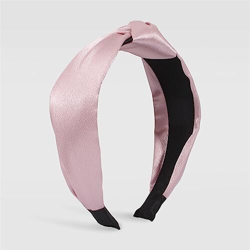 Youllyuu Top annodato Hairbands donna ricamo solido fascia per capelli con fiore strass fascia per la testa morbida macchia copricapo rosa-1