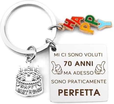 QONCV Regalo Compleanno, Portachiavi Compleanno, Regalo 70 Anni Donna, Regalo 70 Anni Uomo, Regalo Donna Compleanno, Regalo Fonna 70 Anni, Regalo Uomo 70 Anni, Regali Compleanno 70 Anni Donna