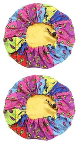 FRCOLOR 2 Pz berretto da notte per bambini cappello da donna tappi per la caduta dei cappelli cuffia per doccia cappuccio in raso cuffia da bagno stampa cuffia da doccia bambino