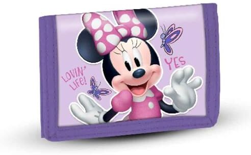 Disney Minni Mouse Butterflies-Portafoglio Velcro, Lilla, 21,5 x 9 cm