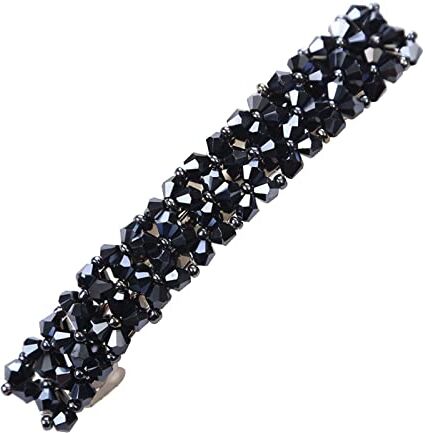 Generic Fermagli per capelli di lusso da donna, con strass luccicanti, colore bianco scintillante, alla moda, rettangolari, antiscivolo, forte tenuta, grandi fermagli a banana, per ragazze (blu navy, taglia