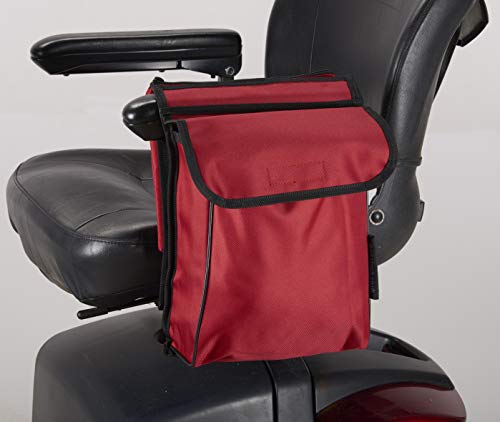 Ducksback Borsa laterale per scooter/sedia a rotelle con portafoglio, Spazio versatile, Rosso