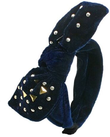 uxcell Dark Blue dettaglio rivetto orecchio di coniglio forma fascia hairband Vergine