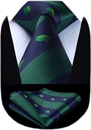 HISDERN Cravatte uomo verde Fazzoletto fantasia rana Cravatta da matrimonio business elegante cravatta set