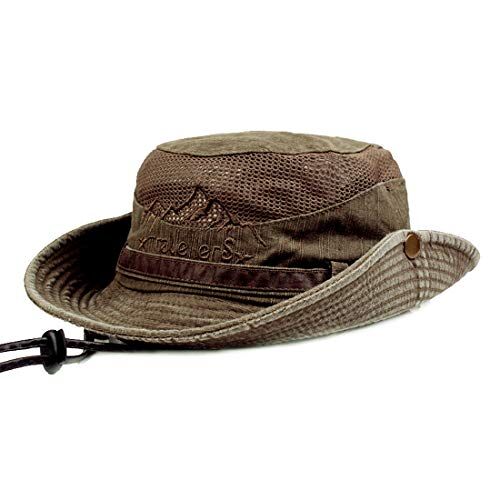 KeepSa Cappello da Sole Uomo Donna Protezione UV Cappelli Estivi in Cotone cap da Spiaggia Safari Boonie Coppola da Pesca Pieghevole con Rete Traspirante e Cinturino Regolab