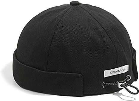 CLAPE Berretto da Portuale da Uomo Cotone Docker-cap Cappello Senza Visiera Rolled Cuff Brimless cap Berretto Docker Berretto Commando Lavoro, Nero / 56-58cm (Regolabile)