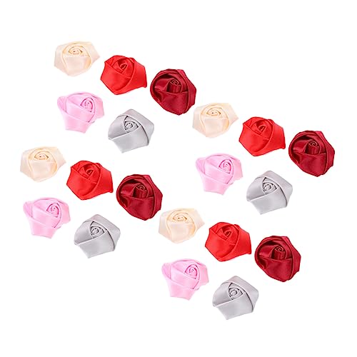 SATUSA 20pcs Copricapo Materiale Tessuto Fiore Artigianato Raso Bocciolo di rosa Fasce per fare accessori Nastro per fiocchi Bouquet di fiori Bouquet di fiori Nastro Accessori per copricapo Panno Bocciolo