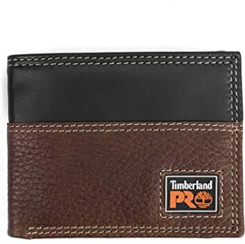 Timberland Portafoglio bifold RFID in pelle sottile da uomo con finestra ID posteriore, Teak, taglia unica