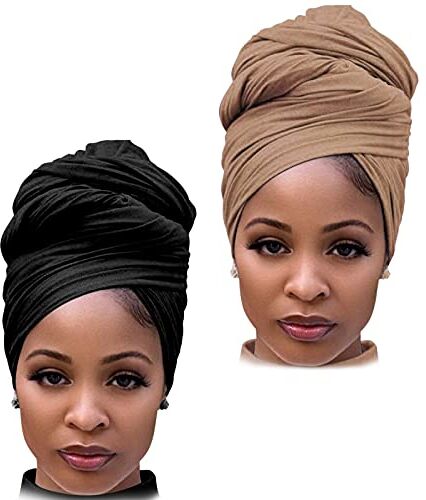 DRESHOW Jersey Turbante Testa Wrap per le Donne Africane Knit Headwraps Urban Capelli Sciarpa Scialle Hijab Foulard Capelli Accessori