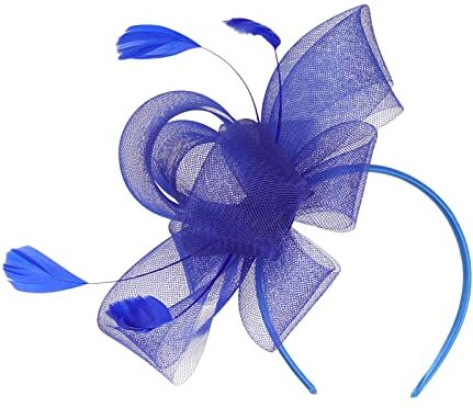 LDadgf Cappello da donna per matrimoni, cocktail, con fermacapelli in rete, per feste di tè, allenamento, fasce per capelli corti (blu, taglia unica)