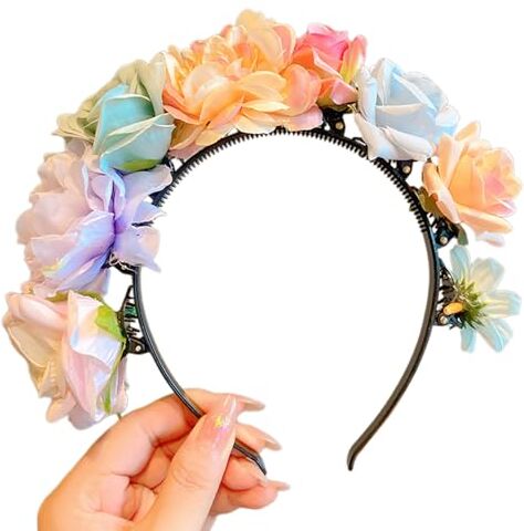 MULAIDI Ghirlande da sposa con fiori Cerchietto per capelli da sposa con fiore fascia per capelli da spiaggia fascia per capelli per ragazze accessorio per capelli da donna copricapo fascia da sposa