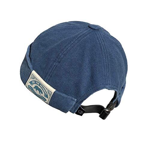 CLAPE Berretto Commando Lavoro Corduroy Docker Leon Brimless Beanie Cappello Rolled Cuff Harbour, Nero, 21-23.6 Inches / 54-60cm (Adjustable) (CT36-Blue)