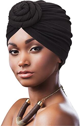 DRESHOW Donne Africane Turbante Pre-Legato Copricapo a treccia Testa Avvolge Cappello Boho Turbante Chemio Cap Elastico Annodato Berretto