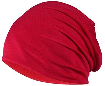 YOFASEN Berretto Slouchy Cappello in Cotone Chemio Cancro Cappuccio per Dormire Cappuccio Turbante Copricapo Elastico Musulmano per Donna Uomo, Rosso, Taglia Unica