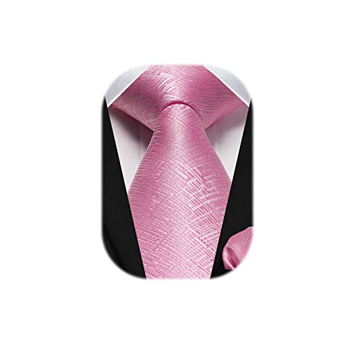 HISDERN Set di cravatte e fazzoletti da uomo Cravatta e fazzoletto da taschino classici e formali Rosa
