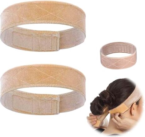 GIEEU 2 PCS Velluto Fascia per Parrucca,antiscivolo per fissare la parrucca in posizione, berretto beige per parrucca per le donne