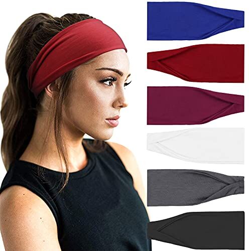 DRESHOW 6 Pezzi Fasce per Capelli Yoga In Esecuzione Elastico Cerchietti Turbante Fascia Accessori Cerchietti per Donna Ragazze