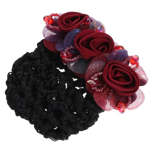 Mikinona Tessuto filato di seta semplice fiore rete tasca testa fiore clip superiore accessori per fermaglio per clip con una sola parola (maglia rossa spessa) retine per