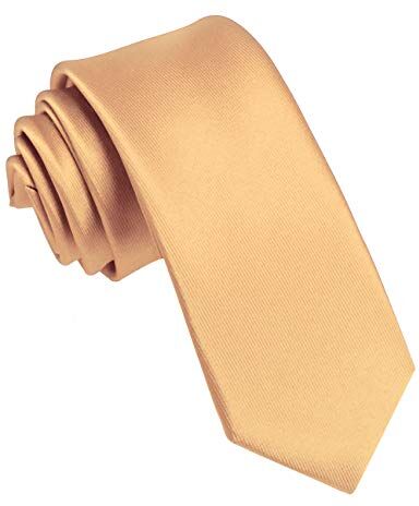 JEMYGINS Cravatta Uomo Oro champagne 2 in Seta Multicolore Sottile 6CM