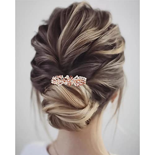 TseenYi Cristallo Fiore Capelli Barrette Clip Strass Matrimonio Capelli Clip Barrette Scintillante Nuziale Decorativo Copricapo Oro Fiore Cristallo Accessori Donne Ragazze(cristallo Champagne)