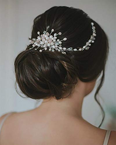 Unicra Cerchietto per capelli da sposa in argento con strass, accessorio per capelli da sposa e ragazze