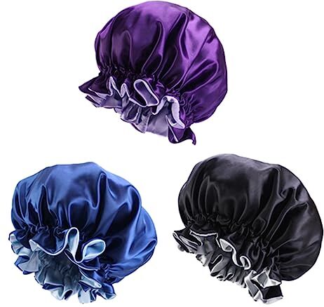 FRCOLOR 9 Pz Cappello Da Notte Cuffia Da Notte Berretto Da Ragazza Cravatta Di Raso Cuffiette in Raso Berretto Da Notte in Seta Europeo e Americano Cuffia Da Doccia Da Donna