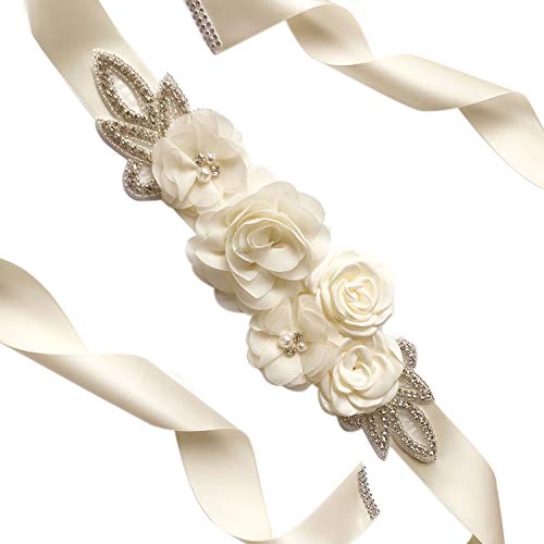 Boyfriend Cardig TININNA Cintura da donna con strass, perle e fiori, per matrimonio, fascia in raso, per abito da sera, sposa o damigella d'onore