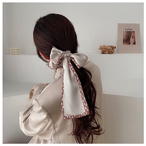 Dervivea Francese Raso Seta Lunga Fascia Sciarpa Beige Nastro Sciarpa Testa Banda Coda Di Cavallo Sciarpa Capelli Fascia Capelli Cravatta Capelli Accessori Decorativi Per Le Donne E Le Ragazze