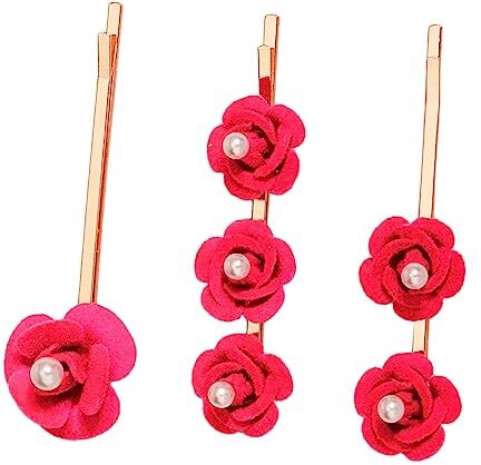 minkissy 3 Pz Fermaglio Per Floreale Fermagli a Fiore Per Fermaglio Per Decorativo Fermaglio Per Rosa Per Piccole Mollette Per Carta Di Emissione Mancare Perla Panno Di Seta