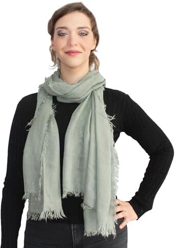 Unique Sciarpa Donna in Bamboo Primavera Estate MADE IN ITALY Foulard Sciarpa Donna Leggera e Traspirante (Salvia)