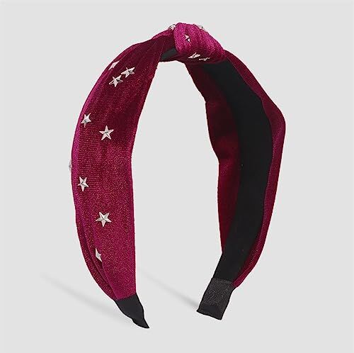 Youllyuu Little Alloy Stars Velour Hairband Per Le Donne Larga Solida Top Annodato Turbante Fascia Accessori Per Capelli Rosso